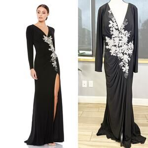 Mac Duggal High Slit Long Sleeve Dress 12453 Size 16